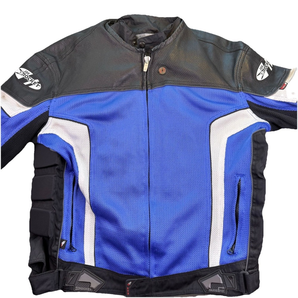 Vintage Joe Rocket Racing Jacket Size XL Armored Padded Blue